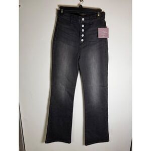Maverick The Collection Womens High Rise Button Fly Flare Jeans Black Size 7 W28